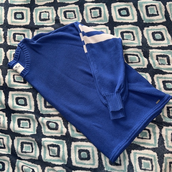 Hollister Sweaters - Hollister Blue Crewneck Sweater with White Stripes on Arms